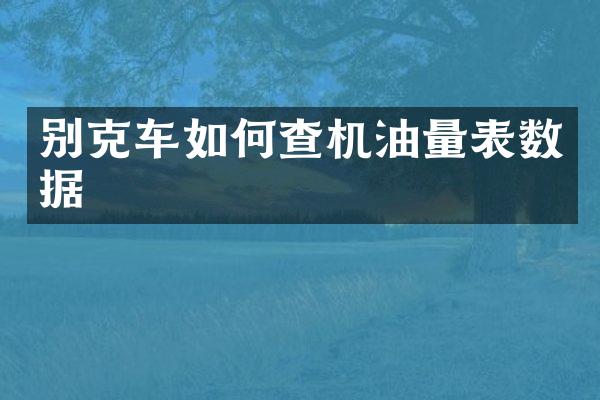 别克车如何查机油量表数据