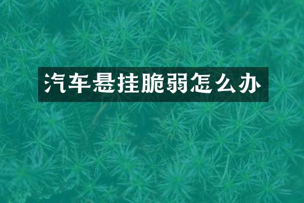 汽车悬挂脆弱怎么办