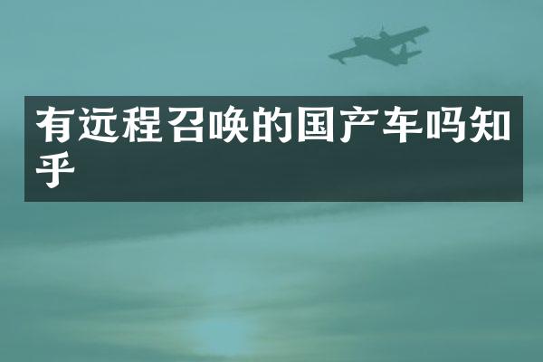 有远程召唤的国产车吗知乎