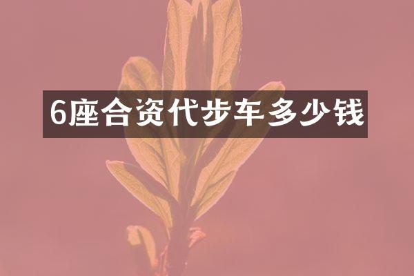 6座合资代步车多少钱