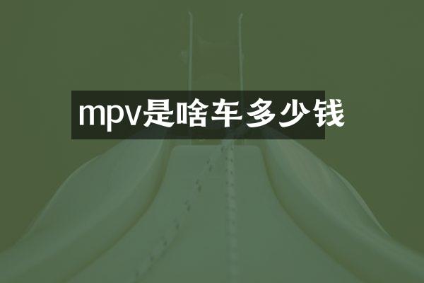 mpv是啥车多少钱