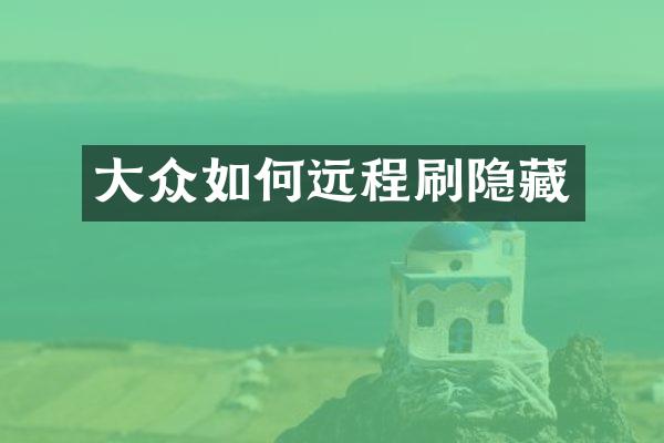 大众如何远程刷隐藏