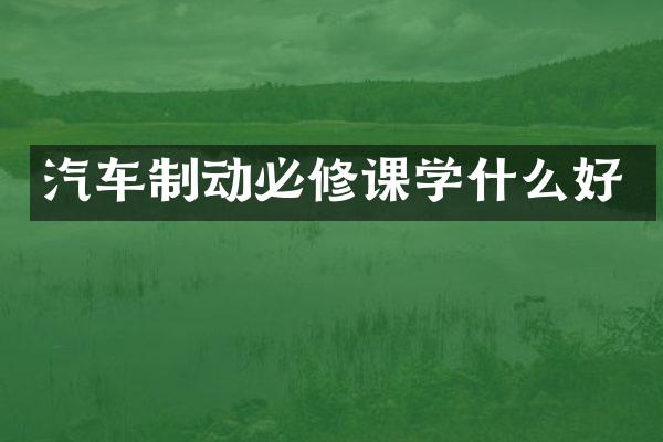 汽车制动必修课学什么好