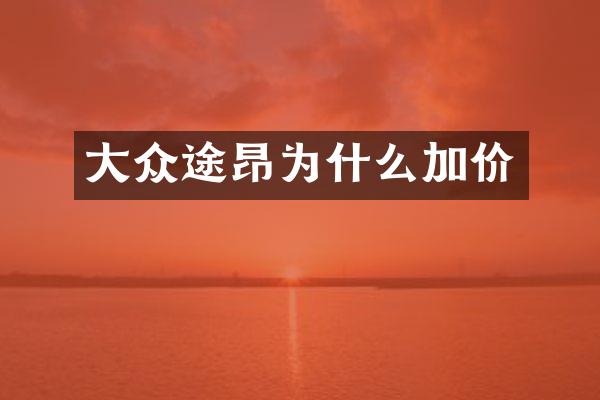 大众途昂为什么加价