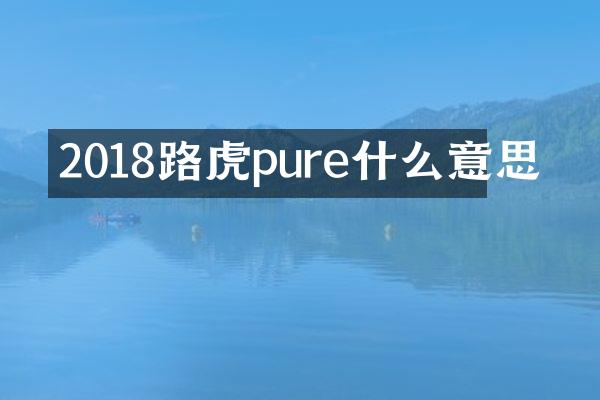 2018路虎pure什么意思