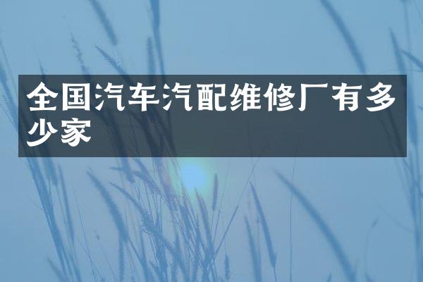 全国汽车汽配维修厂有多少家