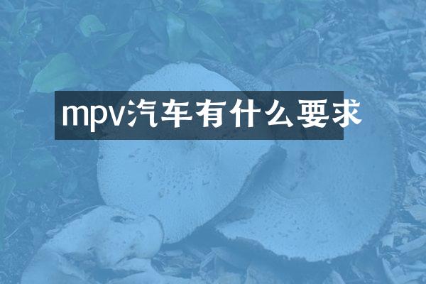 mpv汽车有什么要求
