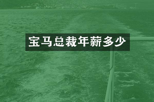 宝马总裁年薪多少