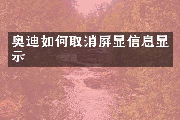 奥迪如何取消屏显信息显示