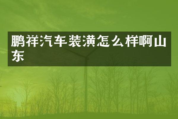 鹏祥汽车装潢怎么样啊山东