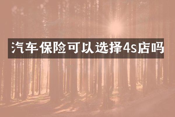 汽车保险可以选择4s店吗