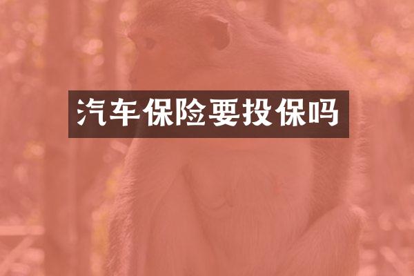 汽车保险要投保吗