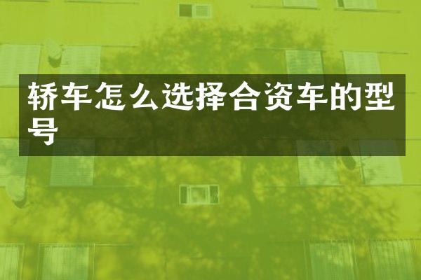 轿车怎么选择合资车的型号