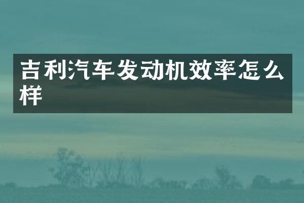 吉利汽车发动机效率怎么样