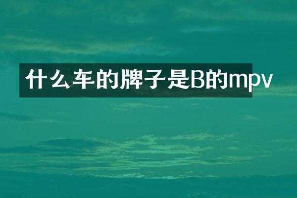 什么车的牌子是B的mpv