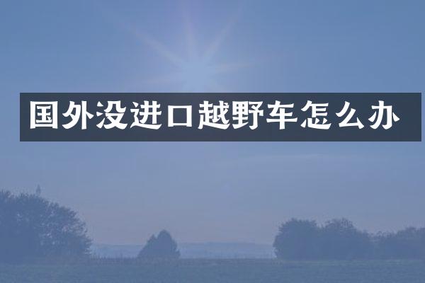 国外没进口越野车怎么办