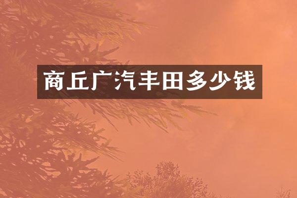 商丘广汽丰田多少钱