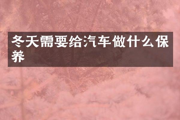 冬天需要给汽车做什么保养