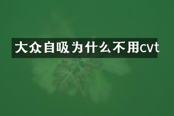 大众自吸为什么不用cvt