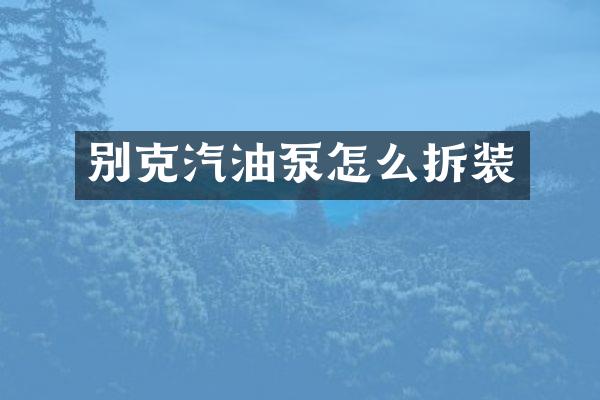 别克汽油泵怎么拆装