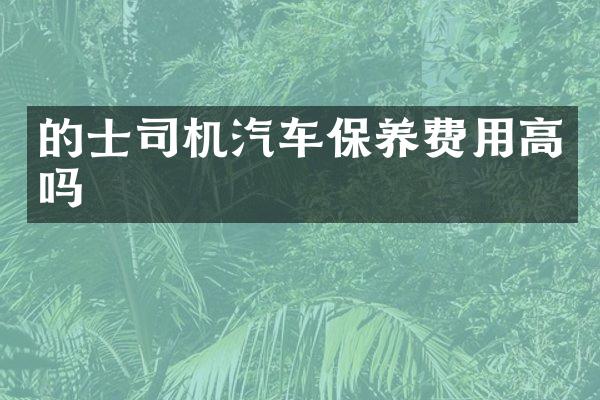 的士司机汽车保养费用高吗