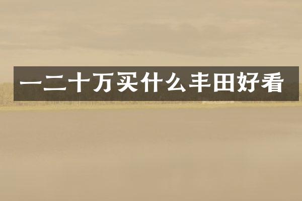 一二十万买什么丰田好看