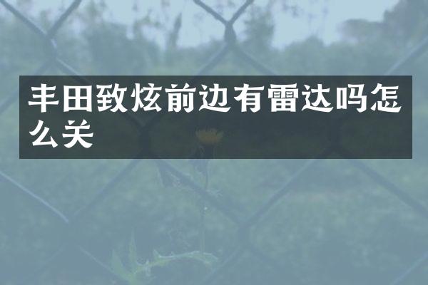 丰田致炫前边有雷达吗怎么关