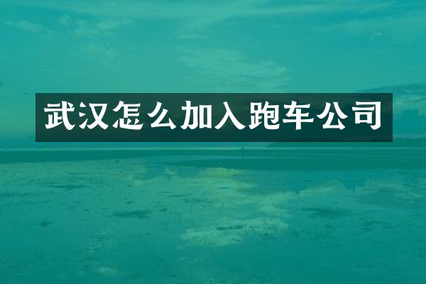 武汉怎么加入跑车公司