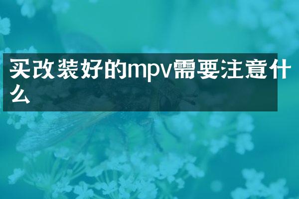 买改装好的mpv需要注意什么