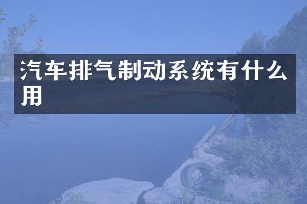 汽车排气制动系统有什么用