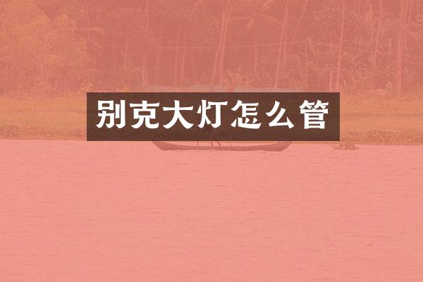 别克大灯怎么管