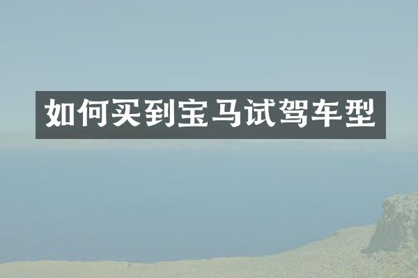 如何买到宝马试驾车型
