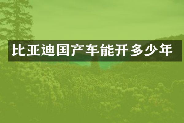 比亚迪国产车能开多少年