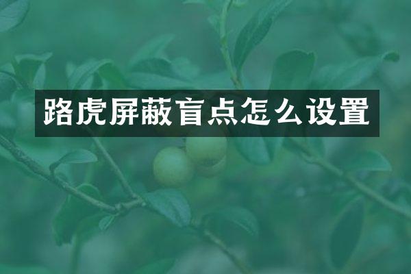 路虎屏蔽盲点怎么设置