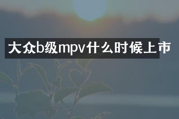 大众b级mpv什么时候上市