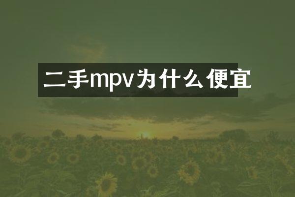 二手mpv为什么便宜