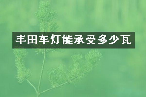 丰田车灯能承受多少瓦