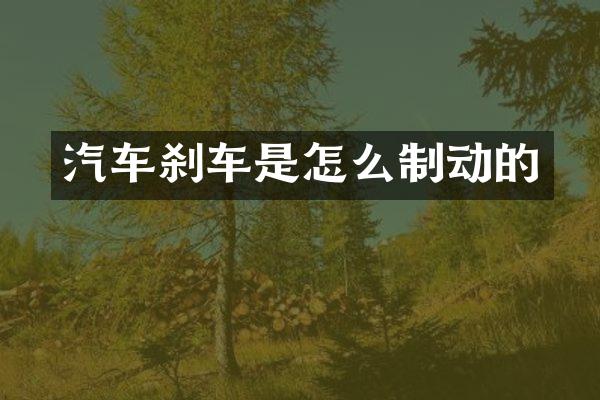 汽车刹车是怎么制动的