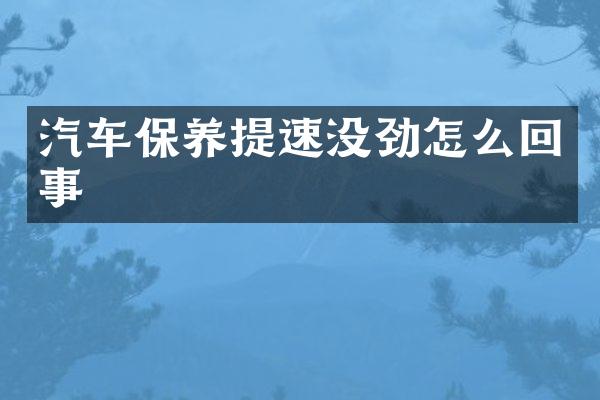 汽车保养提速没劲怎么回事