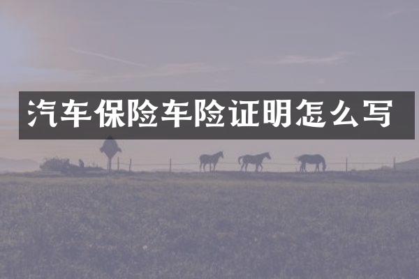 汽车保险车险证明怎么写