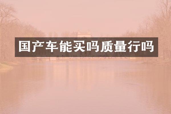 国产车能买吗质量行吗