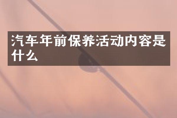 汽车年前保养活动内容是什么