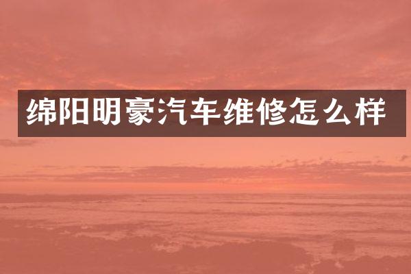 绵阳明豪汽车维修怎么样