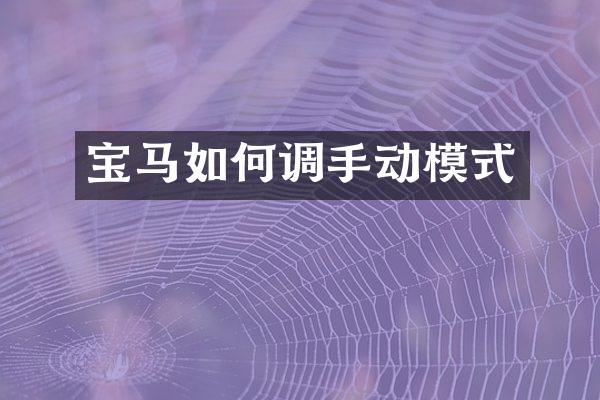 宝马如何调手动模式