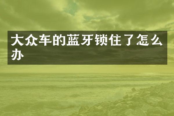 大众车的蓝牙锁住了怎么办