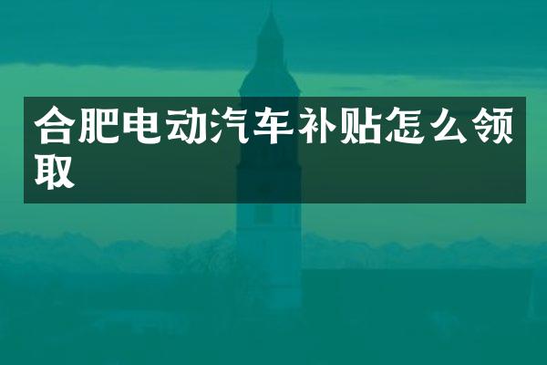 合肥电动汽车补贴怎么领取