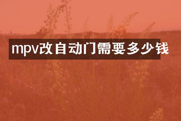 mpv改自动门需要多少钱