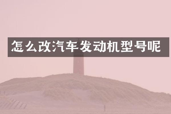 怎么改汽车发动机型号呢