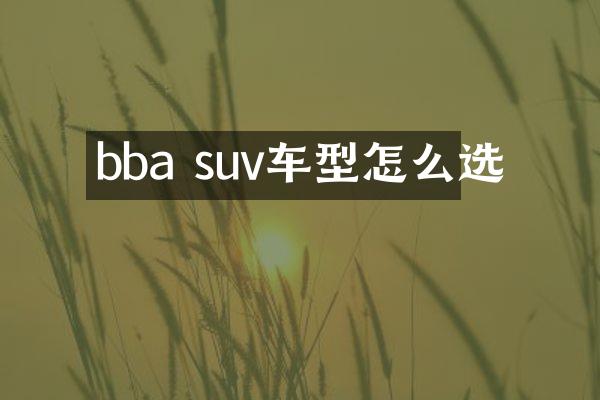 bba suv车型怎么选