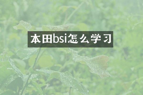 本田bsi怎么学习